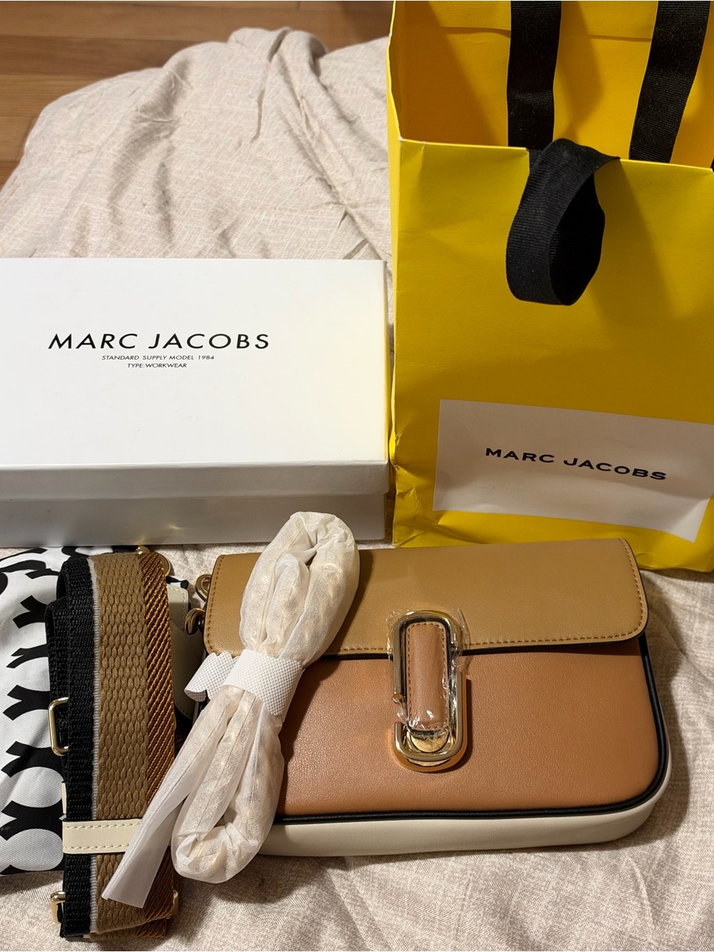 Marc Jacobs Two-Tone Tan, Brown & Cream Leather Crossbody